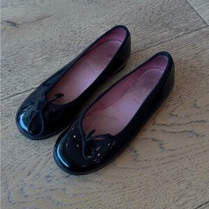 Jacadi Glossy Black Flats with Bow Accent